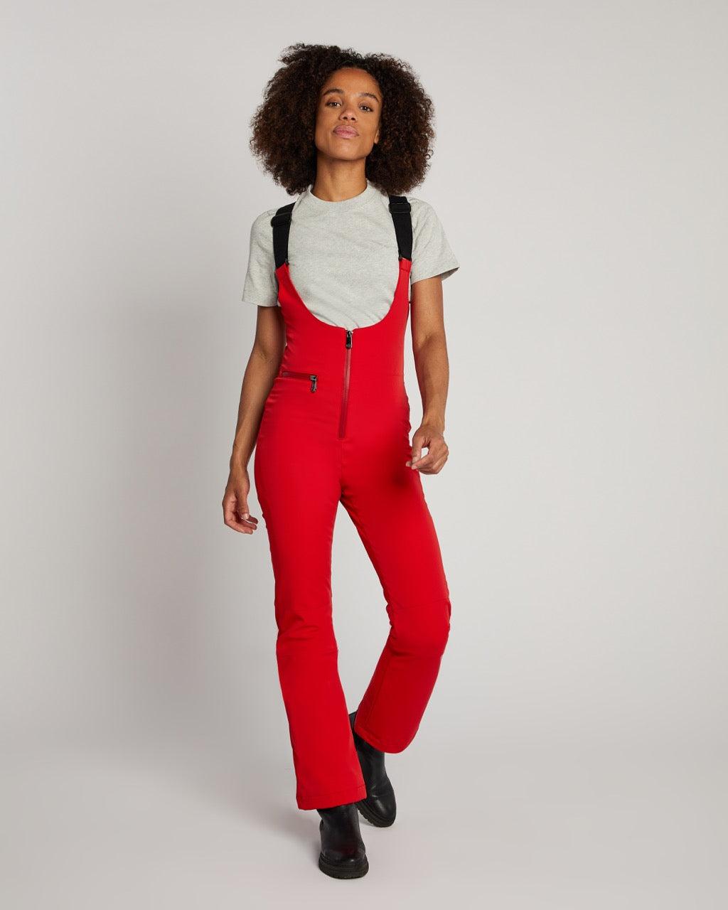 Poivre Blanc Women's Stretch Ski Bib Pant in Scarlett Red